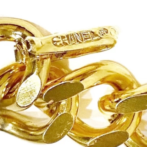 CHANEL 24k Flash Gold Plated Logo ID Necklace Curb Chain Unisex - Picture 6 of 12